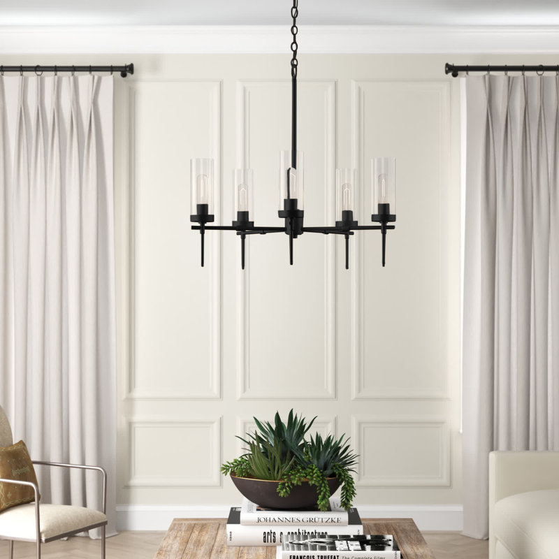 Lustre classique unique à 5 lumières Aristedes, Noir mat
