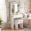 Coiffeuse avec miroir coulissant à éclairage DEL, 3 modes d'éclairage, pour coin maquillage de chambre