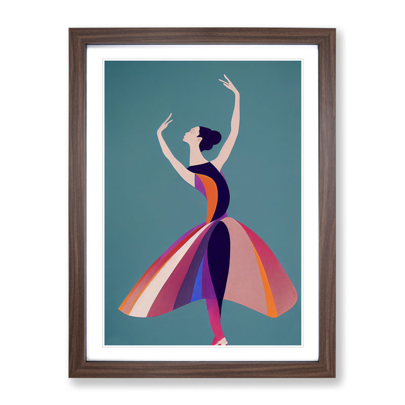 Pop Art Ballerina No.5 1 Piece Single Picture Frame Wall Art, 46cm H x 34cm W x 2cm D, Walnut Framed