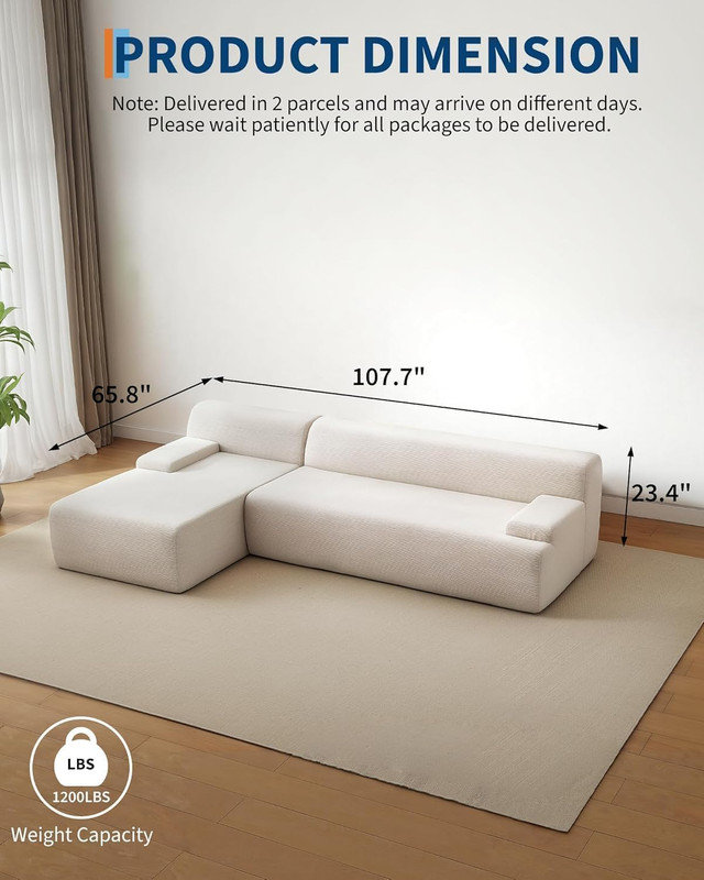 Canapé modulaire 108 po Cloud, Beige