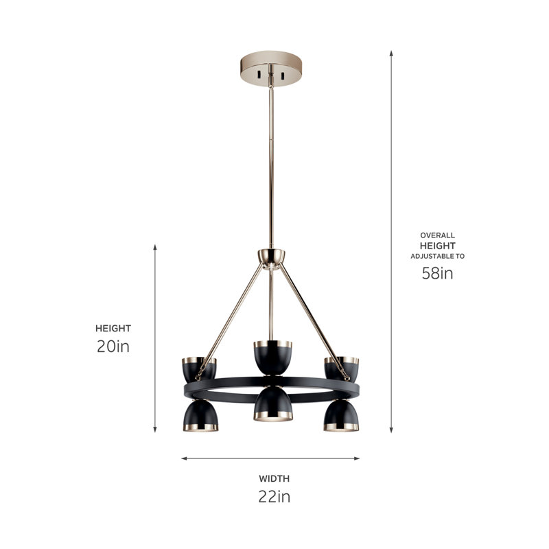 Lustre Baland 6Lt DEL, Noir