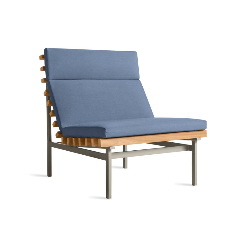 Perch Outdoor Teak Chaise Lounge, Charcoal, Sunbrella Haze