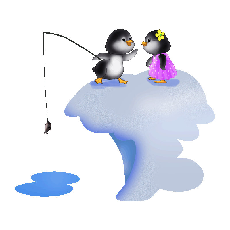 Décalcomanie murale pêche penguins, H 41 po x l 48 po