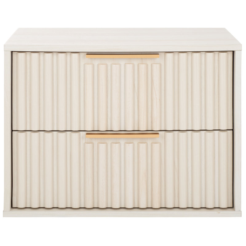 Table de chevet flottante 2 tiroirs Lylia, Blanc décoloré