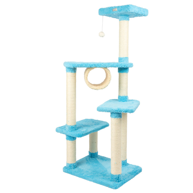 Sky Blue Multi-Level Cat Tree with Sisal Posts