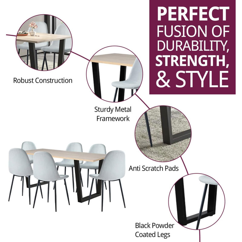 Barratt 6 - Person Dining Set, 77cm H x 180cm L x 80cm W