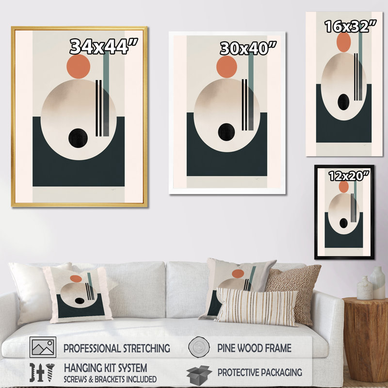 Cadre géométrique rétro minimaliste charmant, H 32 po x l 16 po x P 1 po, Cadre naturel flottant