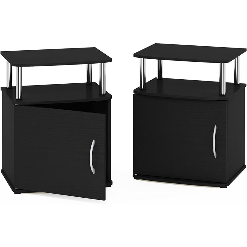 Table de bout avec rangement Lansing, Americano / chrome