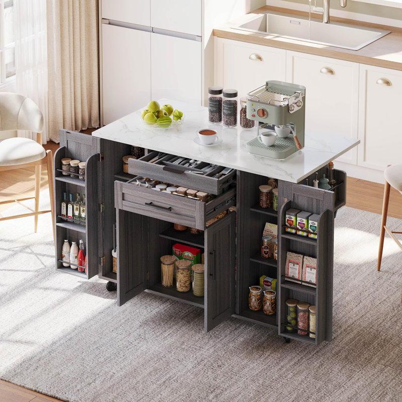 92 cm W Kitchen Island with Top, Grey