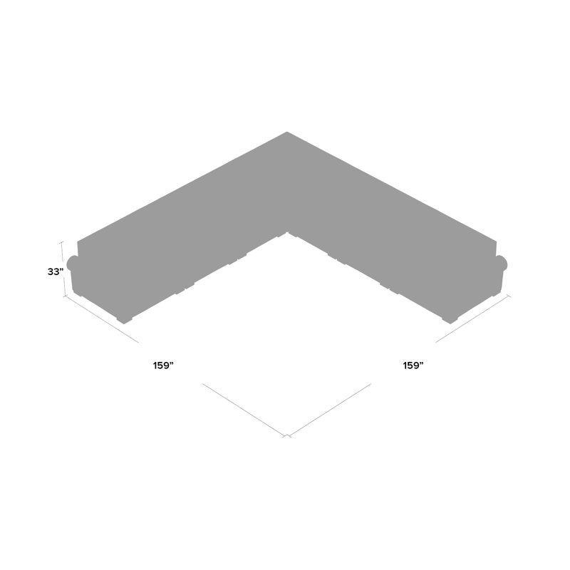 Mosely Upholstered L-Shaped Sectional Symmetrical, Grey Revolution®