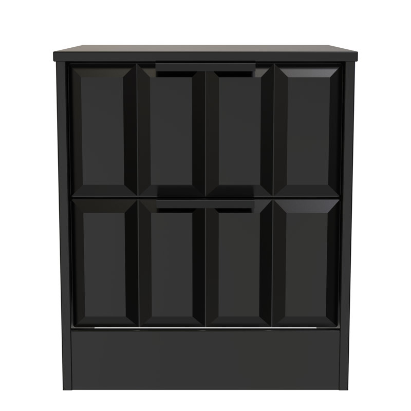 Doss 45cm W Manufactured Wood Bedside Table, Deep Black/Black Matt