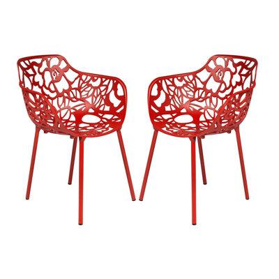 Red Color Aluminum Side Chair - Set of 2
