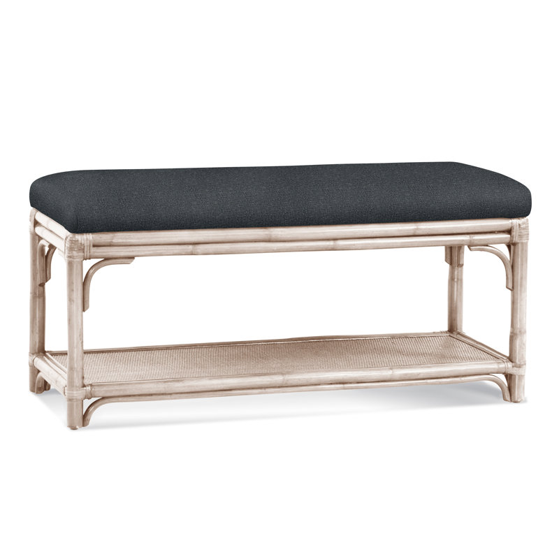 Banc de rangement en osier Summer Retreat, Bisque, Performance blanc sucre; 0863-91