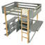 Lit mezzanine en bois avec armoire de rangement intégrée et cubes, bureau pliable-114721655-114721656