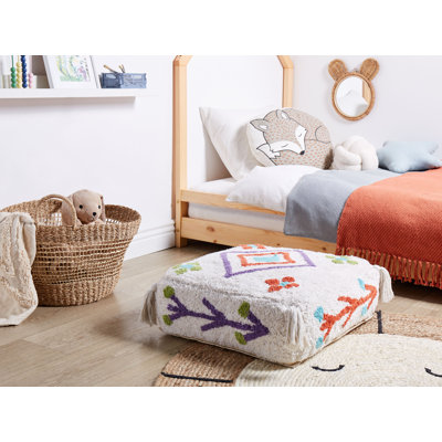 Deveraux Geometric White Square Floor Cushion