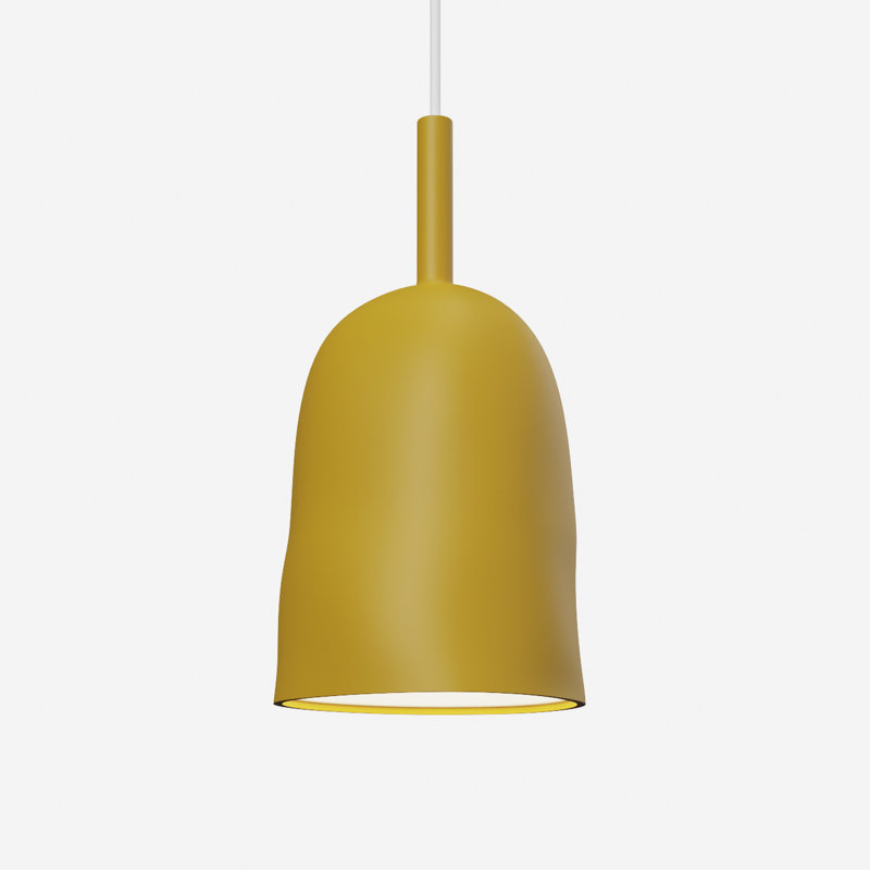 Vessel Pendant Light, 18" H x 14.5" W x 9" D, Mustard, White