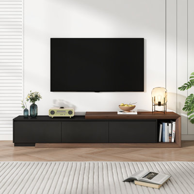Modern Extendable Tv Stand With 3 Storage Drawers – Fits Tvs Up To 120" – Adjustable Wooden Entertainment Center For Living Room Or Bedroom
