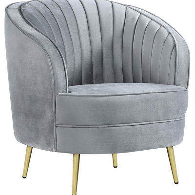 Confortable chaise rembourrée grise et dorée, cadre de revêtement en velours élégant Build Furniture