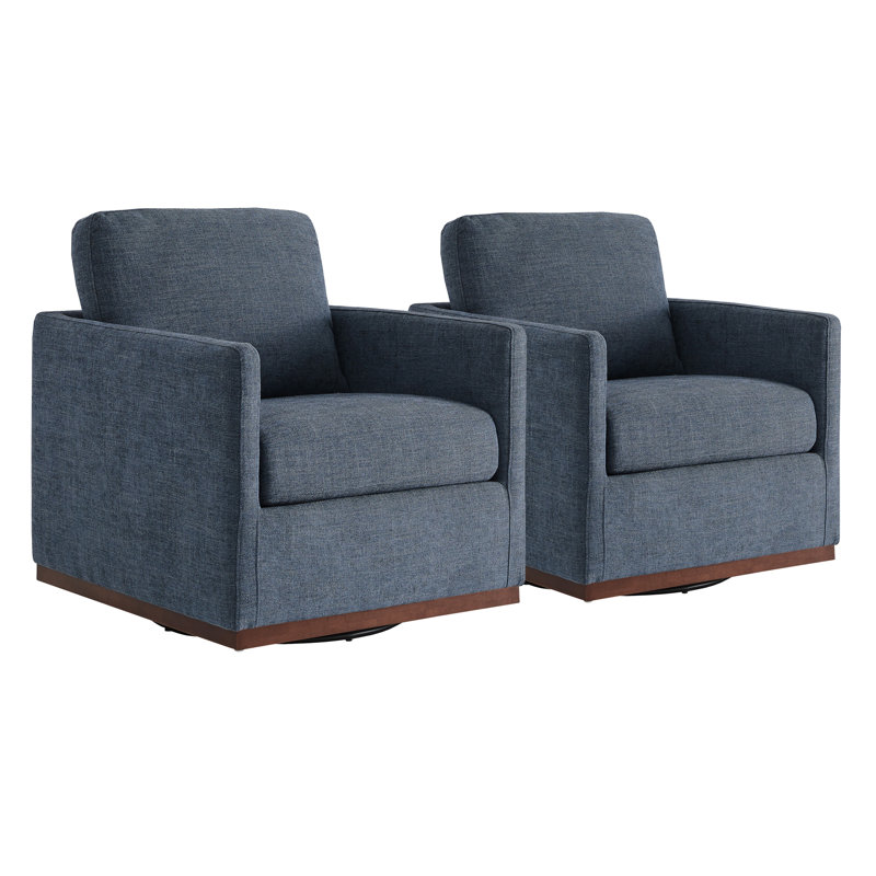 Benten Upholstered Swivel Armchair, Blue