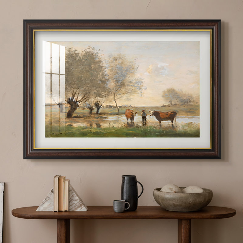 Vaches dans un paysage marécageux, vers 1873-1874 - Jean-Baptiste Camille Corot - Estampe encadrée sur mesure
