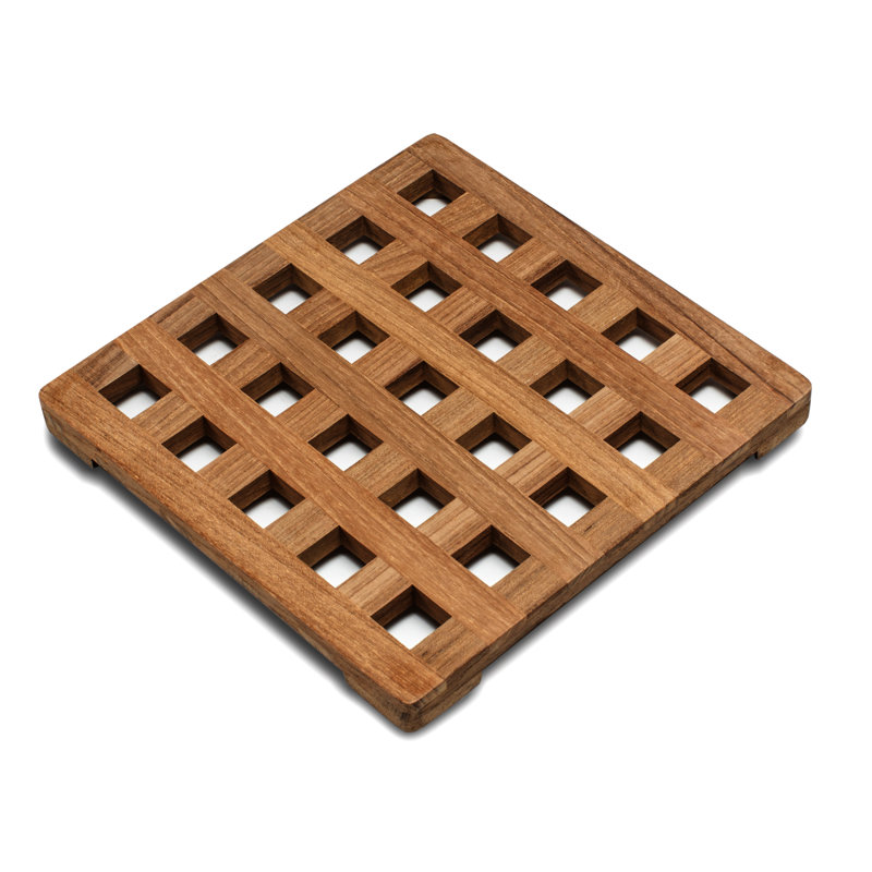 Premium Grade Teak Trivet, 0.75" H x 8" W x 8" D