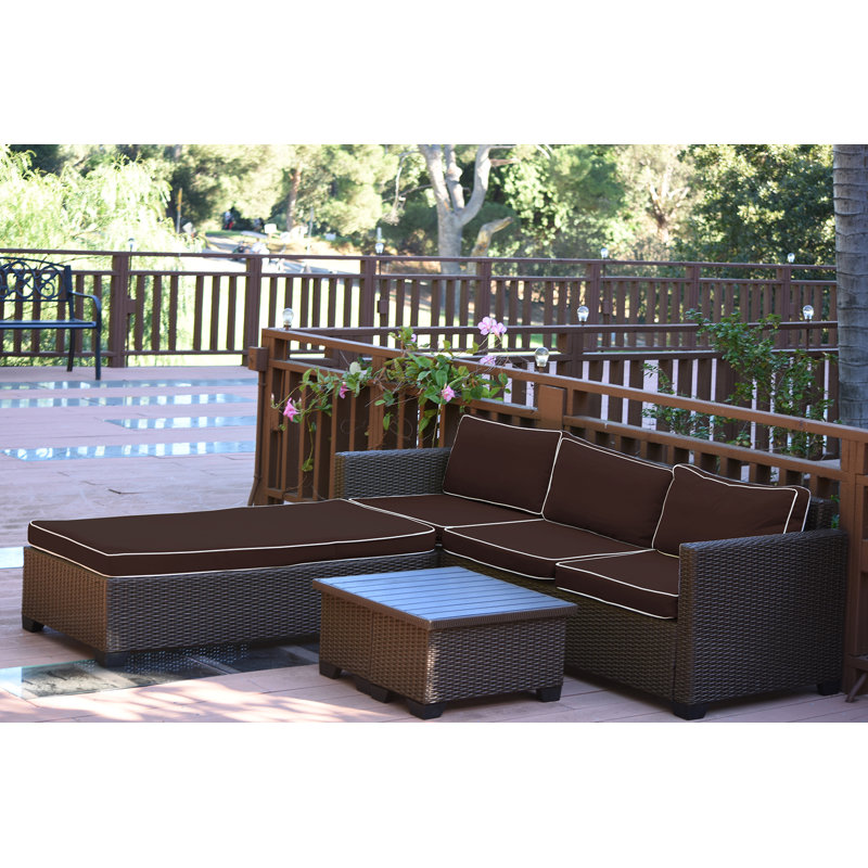 Hermann Wicker 5 - Person Modular Patio Conversation Set with Cushions, Brown