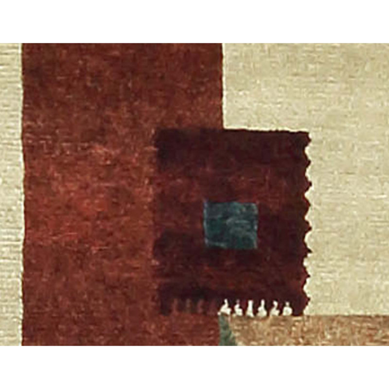 Wool Abstract Area Rug in Rust/Red/White, Rectangle 4' x 5'9"