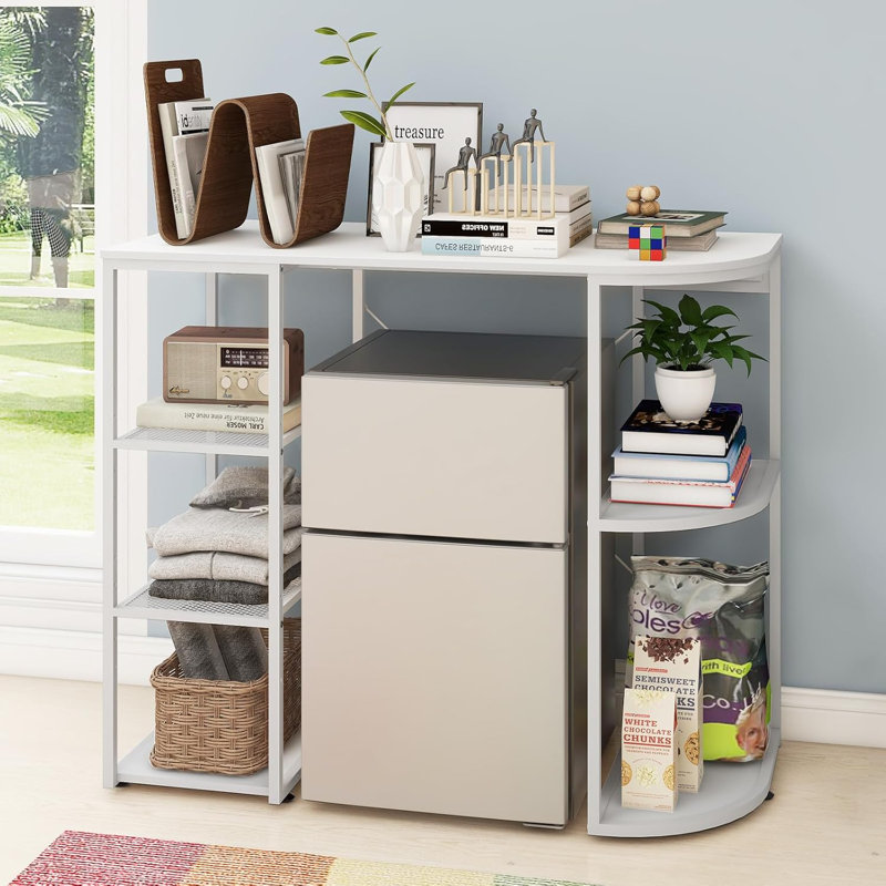 Mini armoire de réfrigérateur, tablettes de réfrigérateur avec prise de courant, Blanc