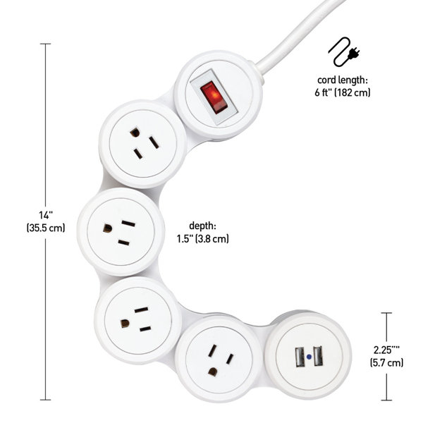 GE 7-Day Programmable Power Strip with Digital Timer, 8 Grounded