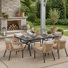 Ensemble repas d'extérieur rectangulaire pour 6 personnes avec fauteuils et coussins en rotin PE