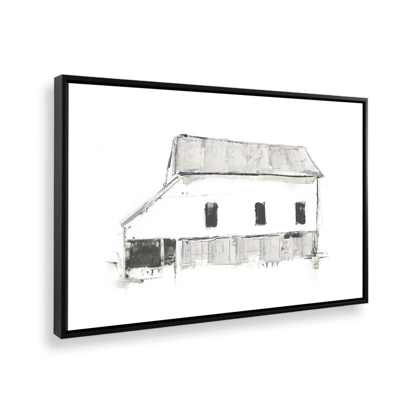 «Grayscale Barn Study II» par Ethan Harper, reproduction d'art sur toile, Cadre flottant sans passe-partout, Noir