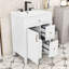 Meuble-lavabo autoportant moderne compact avec lavabo en céramique, porte à fermeture en douceur et tiroirs de rangement-978955579