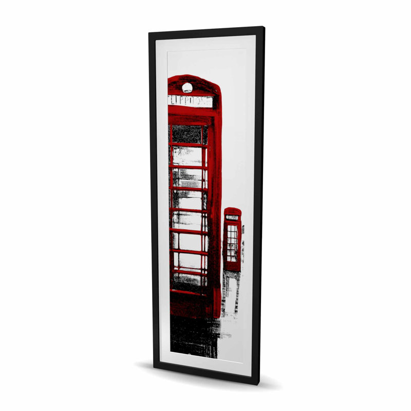 Cabine téléphonique et impression Big Ben London - décor encadré rouge