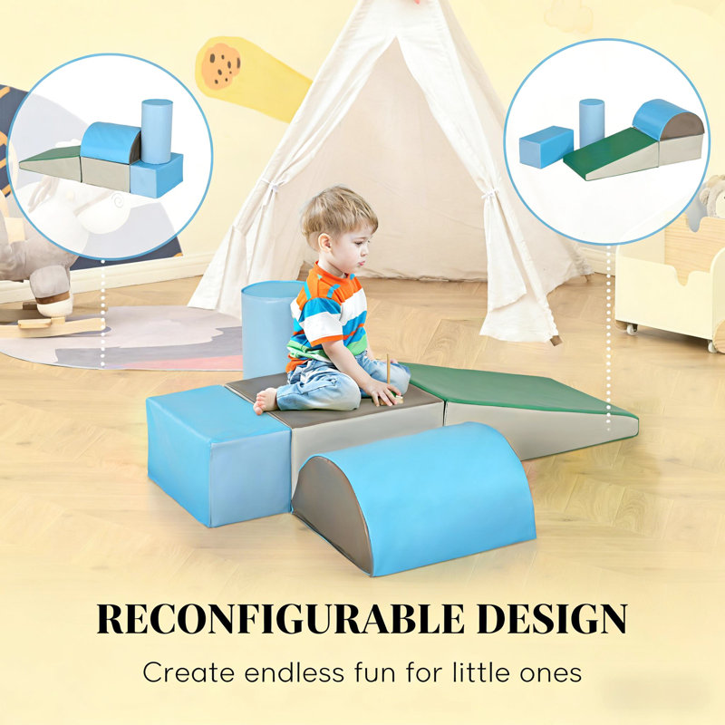 Doux pendant 18 mois et plus, housse en mousse haute densité et en polyuréthane, 5 pièces avec différentes formes, favorise la coordination, aucune activité d'assemblage avec mousse, combinaisons personnalisables, multicolore,