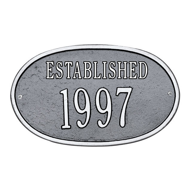 Date 2-Line Wall Address Plaque, Pewter Silver