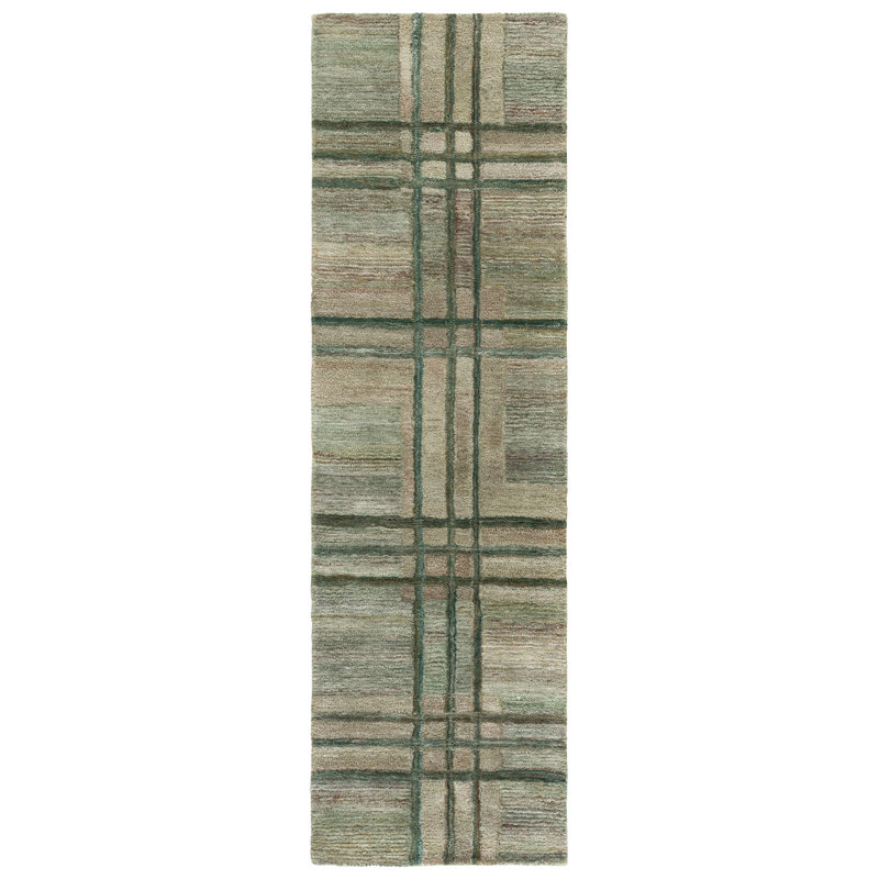 Genre Hand Tufted Plaid Indoor Rug, 2'-3" x 8'-0" Runner