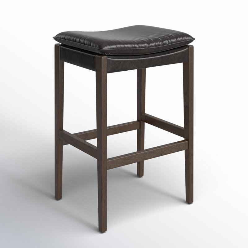Aya Stool, Bar Stool (30.71" Seat Height), Genuine Leather Sonoma Black