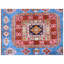 Wool Oriental Area Rug in Red/Light Blue/Orange