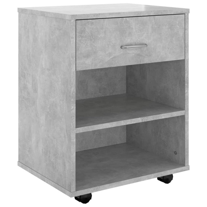 vidaXL Rolling Cabinet Drawer Unit Freestanding Storage Cabinet Engineered Wood, Concrete Grey