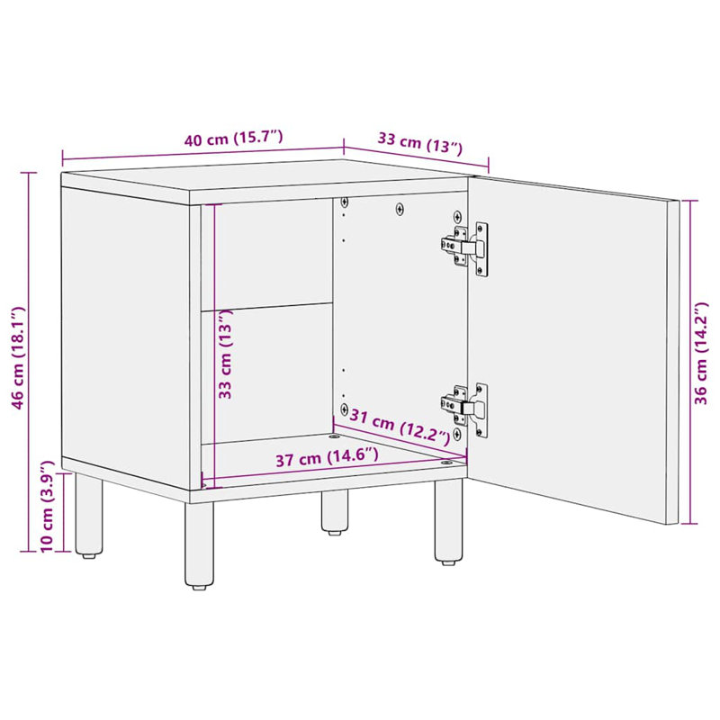 40cm W Bedside Table