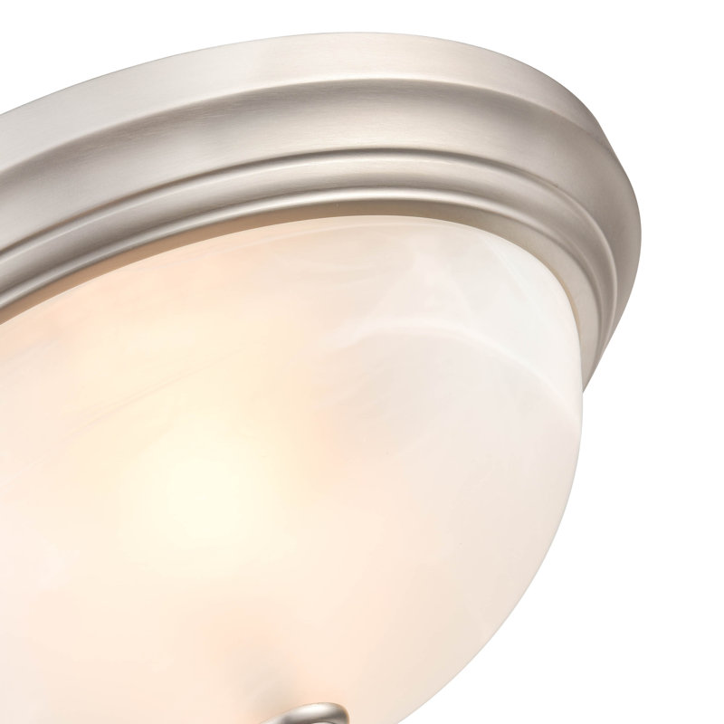 Plafonnier encastré 11 po 2 lumières Andreyah, Nickel satiné, H 5,5 po x l 13 po x P 13 po