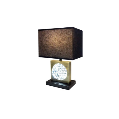 H 22 po CARRE DORÉE CARRÉE D'OR AVEC COULEUR NOIRE AVEC LUMIÈRE DE NUIT, port USB + prise de courant