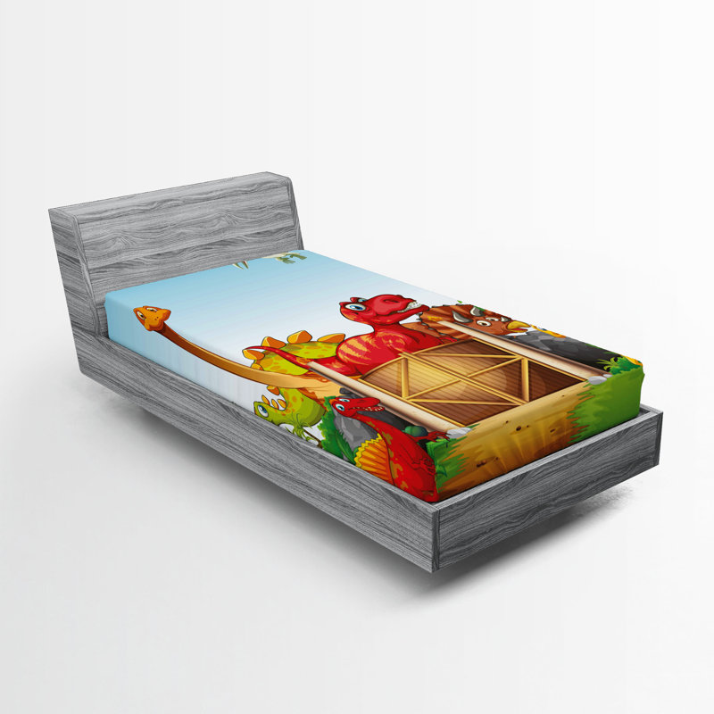 Multicolore de dinosaurs en parc Ambesonne Dino, Ensemble literie pour lit simple