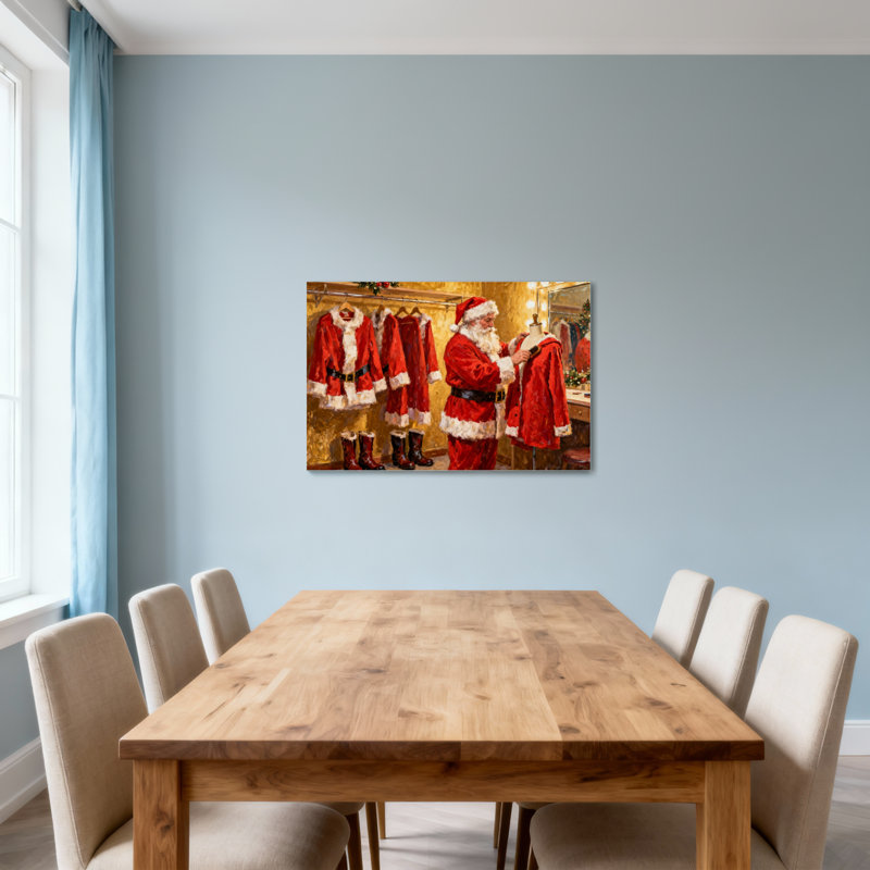 Scène de Noël de Noël avec le père Noël, H 12 po x l 18 po