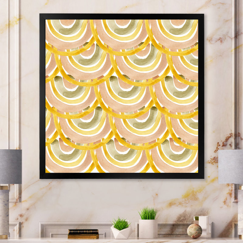 Ornement en pierre pastel d'été - sur, Toile avec cadre noir, H 16 po x l 16 po x P 1 po