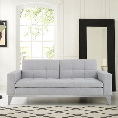 Coddle® Code 89.4″ Convertible Sofa Full Size Sleeper Pocket Coil Comfort USB Power Ports Performance Upholstery Woven Fabric Flint