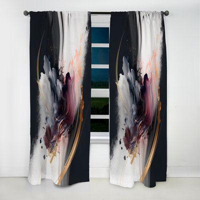 Gold Purple Transcending Complexity I - Abstract Curtain - Blackout Curtain - 1 Panels