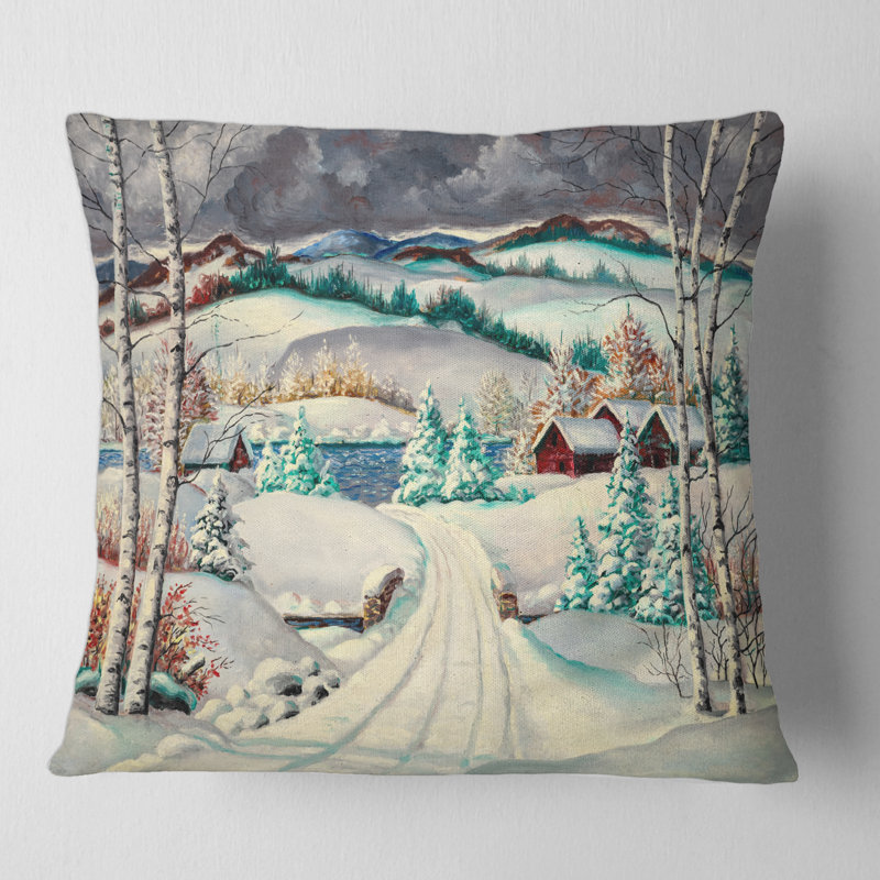 Housse et housse de coussin carré Snowy Road, 18" x 18"