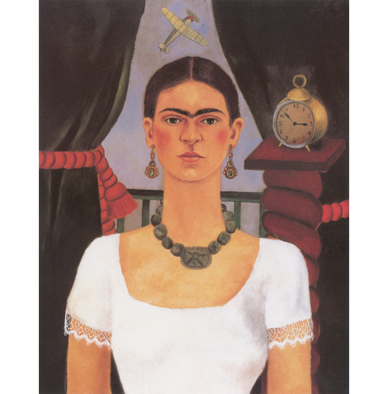 «Self Portrait, Time Flies» par Frida Kahlo, toile tendue avec châssis, H 48 po x l 33 po