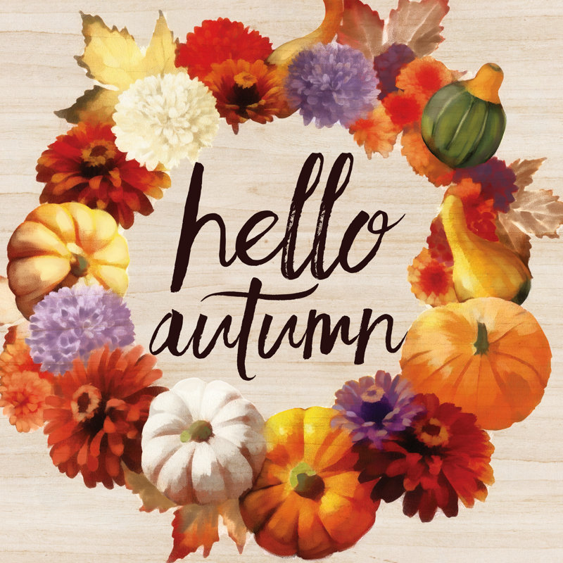 Harvest Wreath Hello - Wrapped Canvas Print, 30cm H x 30cm W x 3.8cm D
